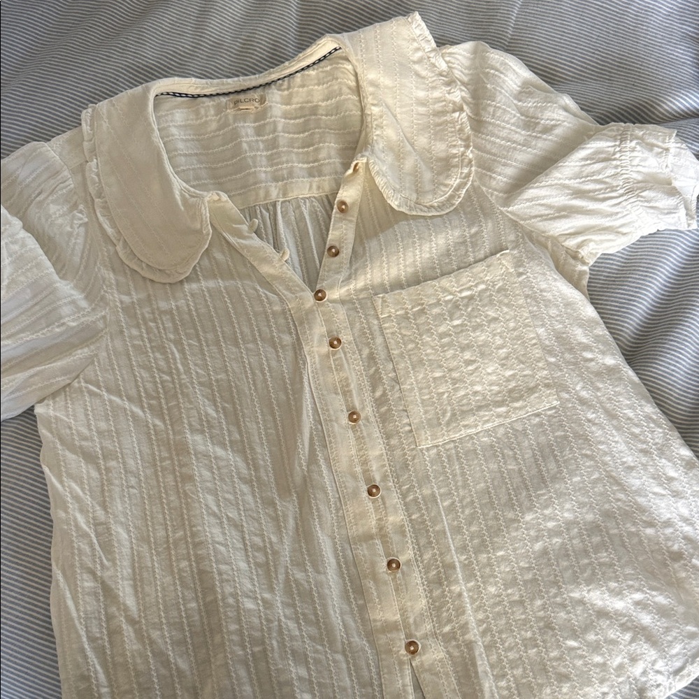 Anthropologie Pilcro Cream Textured Top